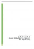 Introduction to Human Resource Management: Condensed Summary - lectures and book