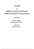 Test Bank For Families as Partners in Education Families and Schools Working Together 10th Edition By Eugenia Hepworth Berger, Mari Riojas-Cortez (All Chapters, 100% Original Verified, A+ Grade)