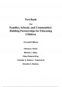 Test Bank For Families, Schools, and Communities Building Partnerships for Educating Children 7th Edition By Patricia Scully, Michele Stites, Hilary Roberts-King, Chandler Barbour (All Chapters, 100% Original Verified, A+ Grade)
