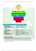 NURS 451A-VO2 Nursing Care of the Family - Maternity Summer 2022