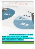 SNOWFLAKE CERTIFICATION TEST BANK SOLUTION MANUAL 2024 WITH COMPLETE SOLUTION;OVER 300 QUESTIONS AND ANSWERS 100% VERIFIED
