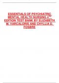 ESSENTIALS OF PSYCHIATRIC MENTAL HEALTH NURSING 4TH EDITION TEST BANK BY ELIZABETH M. VARCALORIS AND CHYLLIA D. FOSBRE