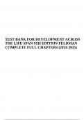 TEST BANK FOR DEVELOPMENT ACROSS THE LIFE SPAN 9TH EDITION FELDMAN COMPLETE ALL CHAPTERS (2024-2025)