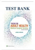 Test Bank for Focus on Adult Health Medical Surgical Nursing 2nd Edition by Linda Honan ISBN:9781496349286 |  Complete  Guide A+