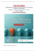 Test Bank For Yoder-Wise’s Leading And Managing In Canadian Nursing, 2nd Edition, Patricia S. Yoder-Wise, Janice Waddell, Nancy Walton 9781771721677 Chapter 1-32 | Complete Guide A+
