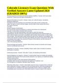Colorado Licensure Exam Questions With 100% Verified Answers Latest Updated 2024 (GRADED)