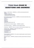 TSIA2 Math EXAM 50  QUESTIONS AND ANSWERS