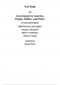 Test Bank For Government in America People, Politics, and Policy, 2018 Elections and Updates Edition 17th Edition By George Edwards, George Edwards, Martin Wattenberg, William Howell (All Chapters, 100% Original Verified, A+ Grade)