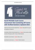 Sarah Michelle Crash Course Assessment Test Containing 207 terms with Verified Solutions Updated 2024. 