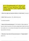 FCCS (Fundamentals of Critical Care Support) Exam Questions With 100% Correct Answers Latest Updated 2024 (SOLVED 100%)