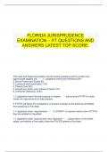   FLORIDA JURISPRUDENCE EXAMINATION – PT QUESTIONS AND ANSWERS LATEST TOP SCORE.