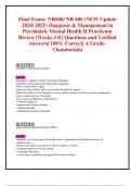 Final Exam: NR606/ NR 606 (NEW Update 2024/ 2025) Diagnosis & Management in  Psychiatric Mental Health II Practicum Review |Weeks 5-8 | Questions and Verified  Answers| 100% Correct| A Grade- Chamberlain 