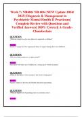 Week 7: NR606/ NR 606 (NEW Update 2024/ 2025) Diagnosis & Management in Psychiatric Mental Health II Practicum| Complete Review with Questions and Verified Answers| 100% Correct| A Grade- Chamberlain 