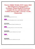 Week 6: NR606/ NR 606 (NEW Update 2024/ 2025) Diagnosis & Management in Psychiatric Mental Health II Practicum|Complete Review with Questions and Verified Answers| 100% Correct| A Grade- Chamberlain 