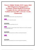 Week 2: NR606/ NR 606 (NEW Update 2024/ 2025) Diagnosis & Management in Psychiatric Mental Health II Practicum|Complete Review with Questions and Verified Answers| 100% Correct| A Grade- Chamberlain 