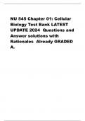 NU 545 Chapter 01: Cellular Biology Test Bank LATEST UPDATE 2024 Questions and Answer solutions with Rationales Already GRADED A.
