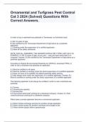 Ornamental and Turfgrass Pest Control Cat 3 2024 (Solved) Questions With Correct Answers.