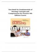 Test bank for Fundamentals of Nursing: Concepts and Competencies for Practice 9th Edition( Ruth F Craven , 2020)