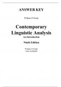 Answer Key For Contemporary Linguistic Analysis An Introduction 9th Edition By William O'Grady Manoa, John Archibald (All Chapters, 100% Original Verified, A+ Grade)