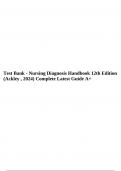 Test Bank - Nursing Diagnosis Handbook 12th Edition (Ackley , 2024) Complete Latest Guide A+.