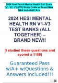 2024 Hesi Psych Mental Health Exit Exam (V1, V2, V3) (TB) Study Guide w/ Brand New Q&A Included!! A++