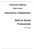 Instructor Manual For Interactions Collaboration Skills for School Professionals 9th Edition By Marilyn Friend (All Chapters, 100% Original Verified, A+ Grade)