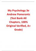 Test Bank For My Psychology 3rd Edition By Andrew Pomerantz (All Chapters, 100% Original Verified, A+ Grade) 