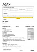 2023 AQA A-level PHYSICS 7408/2 Paper 2 Question Paper & Mark scheme (Merged) June 2023 [VERIFIED]