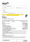 2023 AQA GCSE SPANISH 8698/WF Paper 4 Writing Foundation Tier Question Paper & Mark scheme (Merged) June 2023 [VERIFIED]