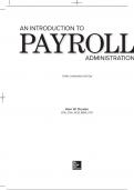 An Introduction to Payroll Administration 3rd  Canadian Edition By Allan W.  Dryden with All Chapter 100% Complete