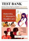 Test Bank for Maternity and Women’s Health Care, 13th Edition (Lowdermilk, 2024), Chapter 1-37 | All Chapters