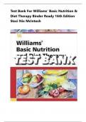 Test Bank For Williams’ Basic Nutrition & Diet Therapy Binder Ready 16th Edition Staci Nix McIntosh All Chapters Covered  