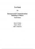 Test Bank For Interpersonal Communication Relating to Others 9th Edition By Steven Beebe, Susan Beebe, Mark Redmond (All Chapters, 100% Original Verified, A+ Grade) 