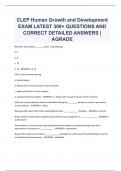 CLEP Human Growth and Development  EXAM LATEST 300+ QUESTIONS AND  CORRECT DETAILED ANSWERS |  AGRADE