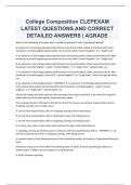 College Composition CLEPEXAMLATEST QUESTIONS AND CORRECT  DETAILED ANSWERS | AGRADE.