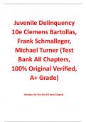 Test Bank For Juvenile Delinquency 10th Edition By Clemens Bartollas, Frank Schmalleger, Michael Turner (All Chapters, 100% Original Verified, A+ Grade) 