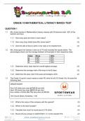 Grade 10 Mathematical Literacy (MATH LIT) March Paper and Memo - 2024