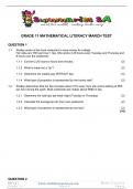 Grade 11 Mathematical Literacy (MATH LIT) March Paper and Memo - 2024