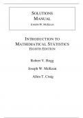 Solution Manual For Introduction to Mathematical Statistics 8th Edition By Robert Hogg Joeseph McKean Allen Craig (All Chapters, 100% Original Verified, A+ Grade) 