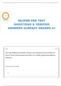 SEJPME PRE-TEST QUESTIONS WITH CORRECT ANSWERS LATEST UPDATE