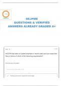 SEJPME QUESTIONS WITH CORRECT ANSWERS LATEST UPDATE
