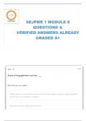 SEJPME I MODULE 6 PRE-TEST QUESTIONS WITH CORRECT ANSWERS LATEST UPDATE