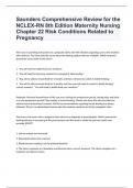 Saunders Comprehensive Review for the NCLEX-RN 8th Edition Maternity Nursing Chapter 22 Risk Conditions Related to Pregnancy with complete solutions 2024