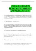 CWCA 2024 REVIEW  QUIZS WITH CORRECT  ANSWERS…Grade A+ 