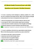 NGN ATI Mental Health Proctored Exam 2023 Questions and Answers (Verified Answers)