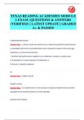 TEXAS READING ACADEMIES MODULE  1 EXAM | QUESTIONS & ANSWERS  (VERIFIED) | LATEST UPDATE | GRADED  A+ & PASSED
