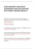 M100 COMMUNITY ASSOCIATION MANAGEMENT EXAM 2024 QUESTIONS WITH CORRECT ANSWERS GRADED A+ 
