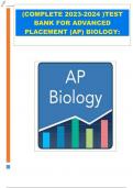 (COMPLETE 2023-2024 )TEST BANK FOR ADVANCED PLACEMENT (AP) BIOLOGY