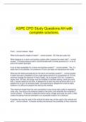     ASPE CPD Study Questions AH with complete solutions.