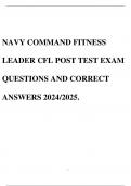 NAVY COMMAND FITNESS LEADER CFL POST TEST EXAM QUESTIONS AND CORRECT ANSWERS 2024/2025.